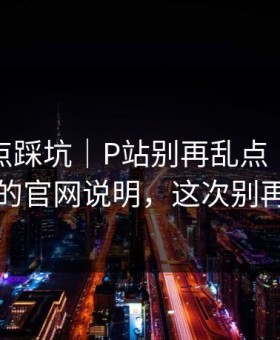 今晚差点踩坑｜P站别再乱点｜最应该先看的官网说明，这次别再乱点