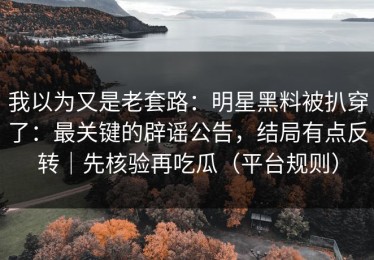 我以为又是老套路：明星黑料被扒穿了：最关键的辟谣公告，结局有点反转｜先核验再吃瓜（平台规则）
