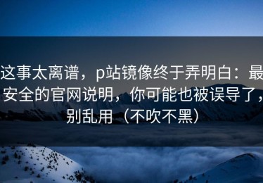 这事太离谱，p站镜像终于弄明白：最安全的官网说明，你可能也被误导了，别乱用（不吹不黑）