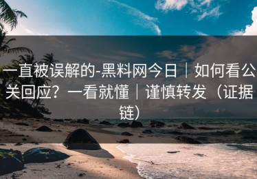 一直被误解的-黑料网今日｜如何看公关回应？一看就懂｜谨慎转发（证据链）