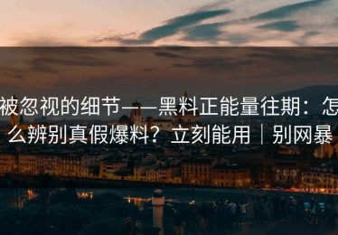 被忽视的细节——黑料正能量往期：怎么辨别真假爆料？立刻能用｜别网暴