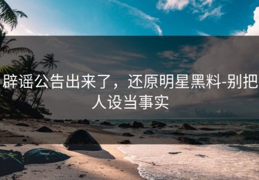 辟谣公告出来了，还原明星黑料-别把人设当事实