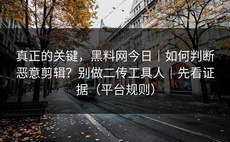 真正的关键，黑料网今日｜如何判断恶意剪辑？别做二传工具人｜先看证据（平台规则）