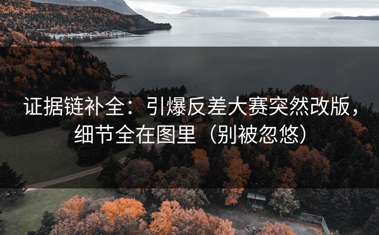 证据链补全：引爆反差大赛突然改版，细节全在图里（别被忽悠）