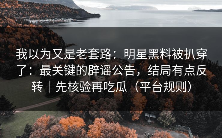 我以为又是老套路：明星黑料被扒穿了：最关键的辟谣公告，结局有点反转｜先核验再吃瓜（平台规则）