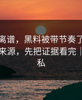 这事太离谱，黑料被带节奏了｜最能自保的来源，先把证据看完｜保护隐私