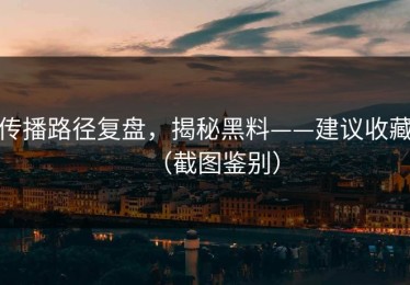 传播路径复盘，揭秘黑料——建议收藏（截图鉴别）