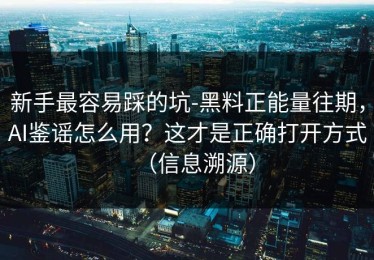 新手最容易踩的坑-黑料正能量往期，AI鉴谣怎么用？这才是正确打开方式（信息溯源）