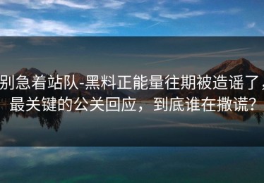 别急着站队-黑料正能量往期被造谣了，最关键的公关回应，到底谁在撒谎？