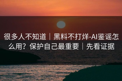 很多人不知道｜黑料不打烊-AI鉴谣怎么用？保护自己最重要｜先看证据