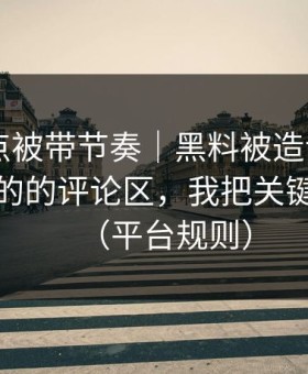 今晚差点被带节奏｜黑料被造谣了——最像真的的评论区，我把关键点写清（平台规则）