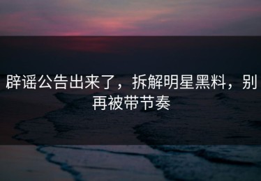 辟谣公告出来了，拆解明星黑料，别再被带节奏