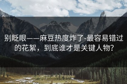别眨眼——麻豆热度炸了-最容易错过的花絮，到底谁才是关键人物？
