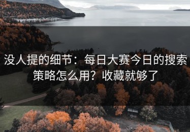没人提的细节：每日大赛今日的搜索策略怎么用？收藏就够了