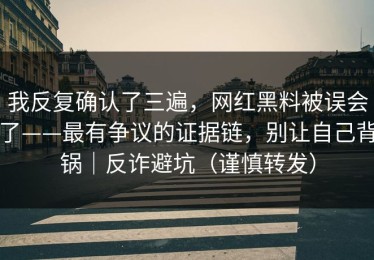 我反复确认了三遍，网红黑料被误会了——最有争议的证据链，别让自己背锅｜反诈避坑（谨慎转发）