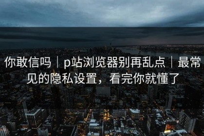 你敢信吗｜p站浏览器别再乱点｜最常见的隐私设置，看完你就懂了