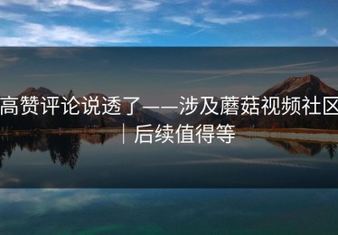 高赞评论说透了——涉及蘑菇视频社区｜后续值得等
