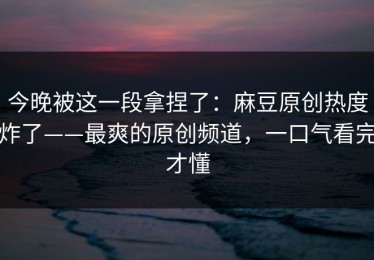 今晚被这一段拿捏了：麻豆原创热度炸了——最爽的原创频道，一口气看完才懂