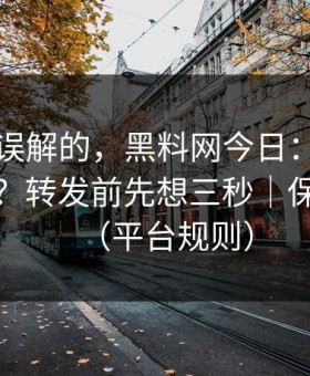 一直被误解的，黑料网今日：哪些内容别碰？转发前先想三秒｜保护隐私（平台规则）