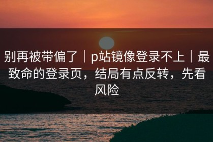 别再被带偏了｜p站镜像登录不上｜最致命的登录页，结局有点反转，先看风险