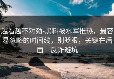 越看越不对劲-黑料被水军推热，最容易忽略的时间线，别眨眼，关键在后面｜反诈避坑