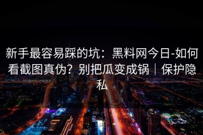 新手最容易踩的坑：黑料网今日-如何看截图真伪？别把瓜变成锅｜保护隐私