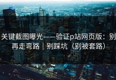 关键截图曝光——验证p站网页版：别再走弯路｜别踩坑（别被套路）