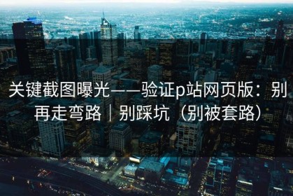 关键截图曝光——验证p站网页版：别再走弯路｜别踩坑（别被套路）