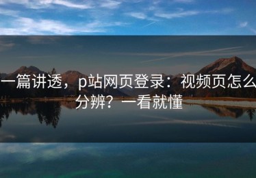 一篇讲透，p站网页登录：视频页怎么分辨？一看就懂