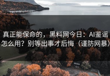 真正能保命的，黑料网今日：AI鉴谣怎么用？别等出事才后悔（谨防网暴）