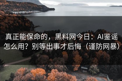 真正能保命的，黑料网今日：AI鉴谣怎么用？别等出事才后悔（谨防网暴）