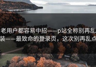 老用户都容易中招——p站全称别再乱装——最致命的登录页，这次别再乱点
