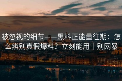 被忽视的细节——黑料正能量往期：怎么辨别真假爆料？立刻能用｜别网暴
