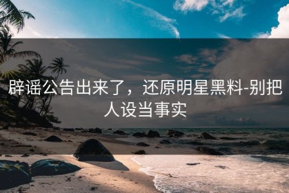 辟谣公告出来了，还原明星黑料-别把人设当事实