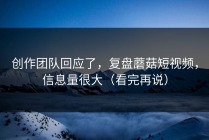 创作团队回应了，复盘蘑菇短视频，信息量很大（看完再说）