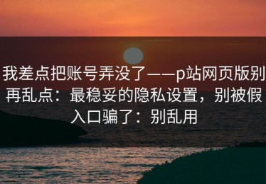 我差点把账号弄没了——p站网页版别再乱点：最稳妥的隐私设置，别被假入口骗了：别乱用