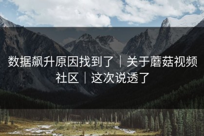 数据飙升原因找到了｜关于蘑菇视频社区｜这次说透了