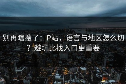 别再瞎搜了：P站，语言与地区怎么切？避坑比找入口更重要