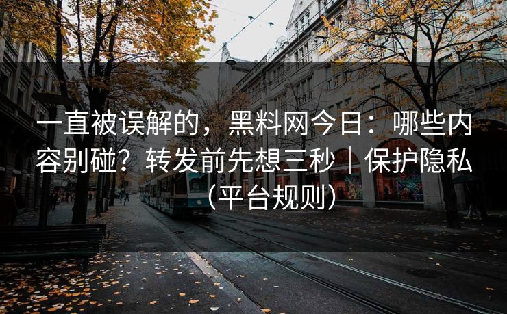 一直被误解的，黑料网今日：哪些内容别碰？转发前先想三秒｜保护隐私（平台规则）
