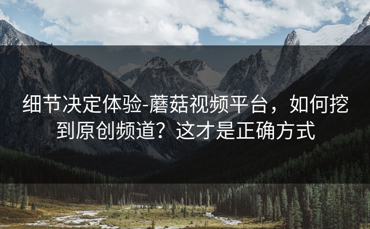 细节决定体验-蘑菇视频平台，如何挖到原创频道？这才是正确方式
