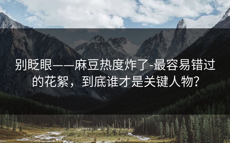 别眨眼——麻豆热度炸了-最容易错过的花絮，到底谁才是关键人物？