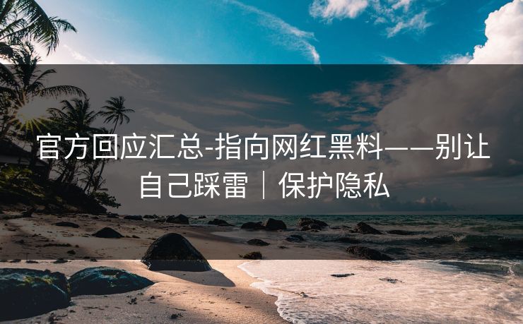 官方回应汇总-指向网红黑料——别让自己踩雷｜保护隐私