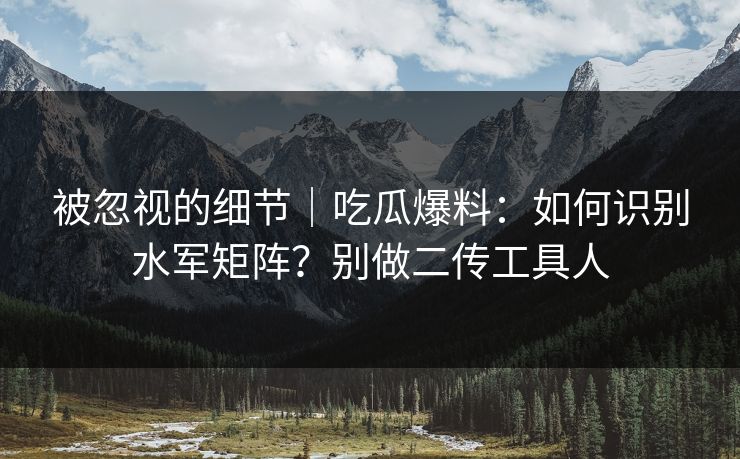 被忽视的细节｜吃瓜爆料：如何识别水军矩阵？别做二传工具人