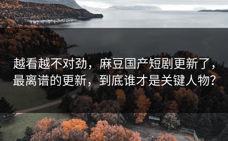 越看越不对劲，麻豆国产短剧更新了，最离谱的更新，到底谁才是关键人物？
