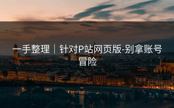 一手整理｜针对P站网页版-别拿账号冒险