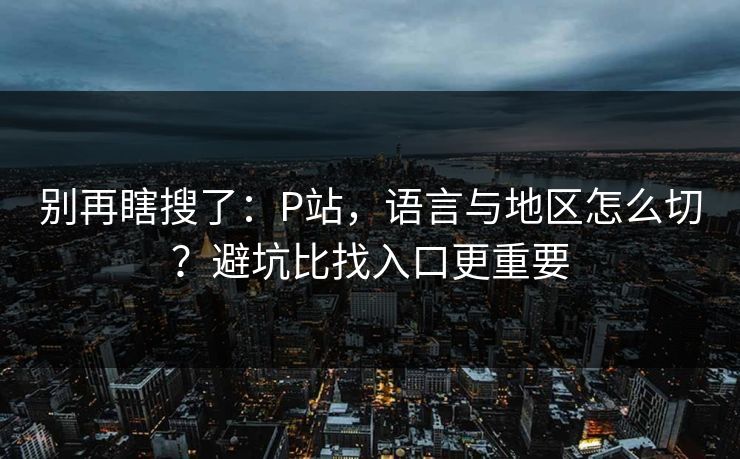 别再瞎搜了：P站，语言与地区怎么切？避坑比找入口更重要