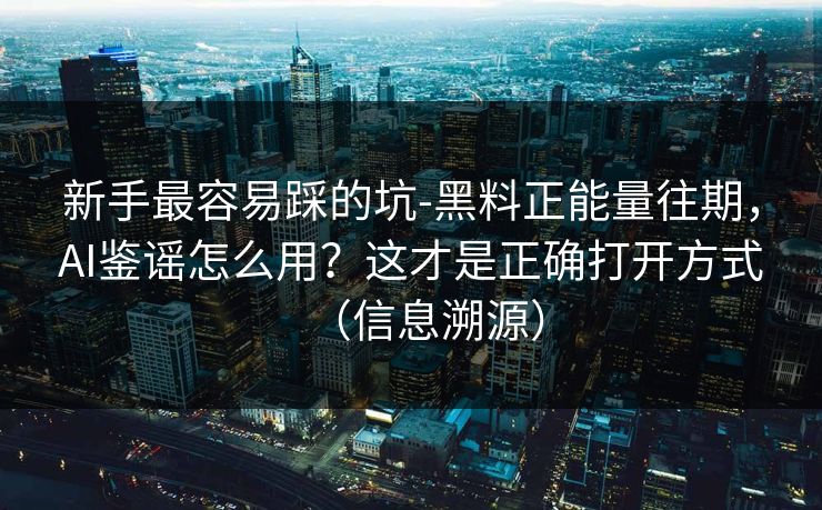新手最容易踩的坑-黑料正能量往期，AI鉴谣怎么用？这才是正确打开方式（信息溯源）