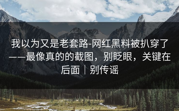 我以为又是老套路-网红黑料被扒穿了——最像真的的截图，别眨眼，关键在后面｜别传谣