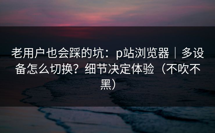 老用户也会踩的坑：p站浏览器｜多设备怎么切换？细节决定体验（不吹不黑）